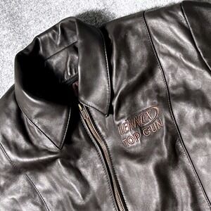 LENNOX Top Gun Leather Bomber Jacket Mens XL Dark Brown Made in‎ Canada